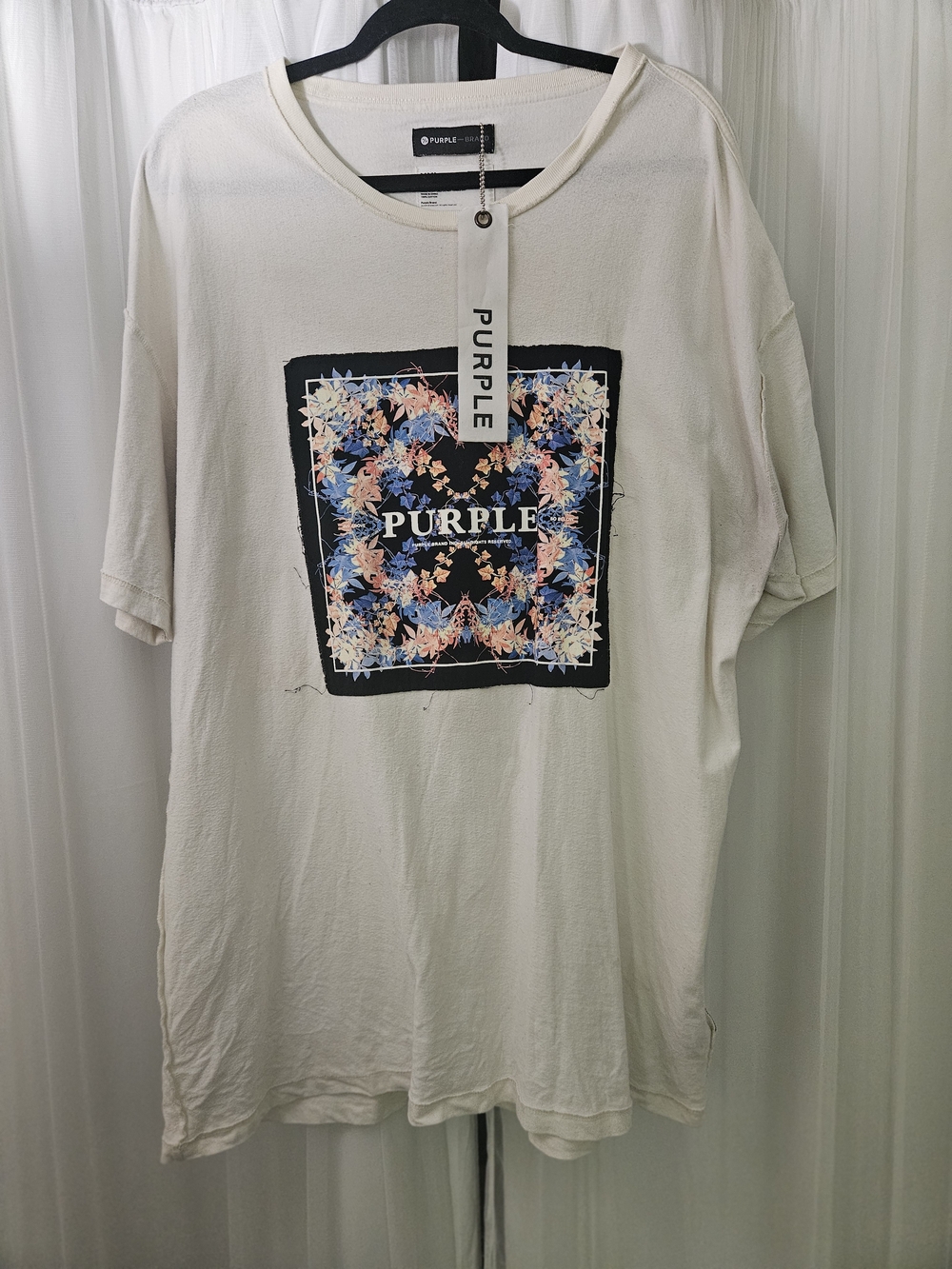 Purple Brand Cream Floral Graphic Short-Sleeve Tee